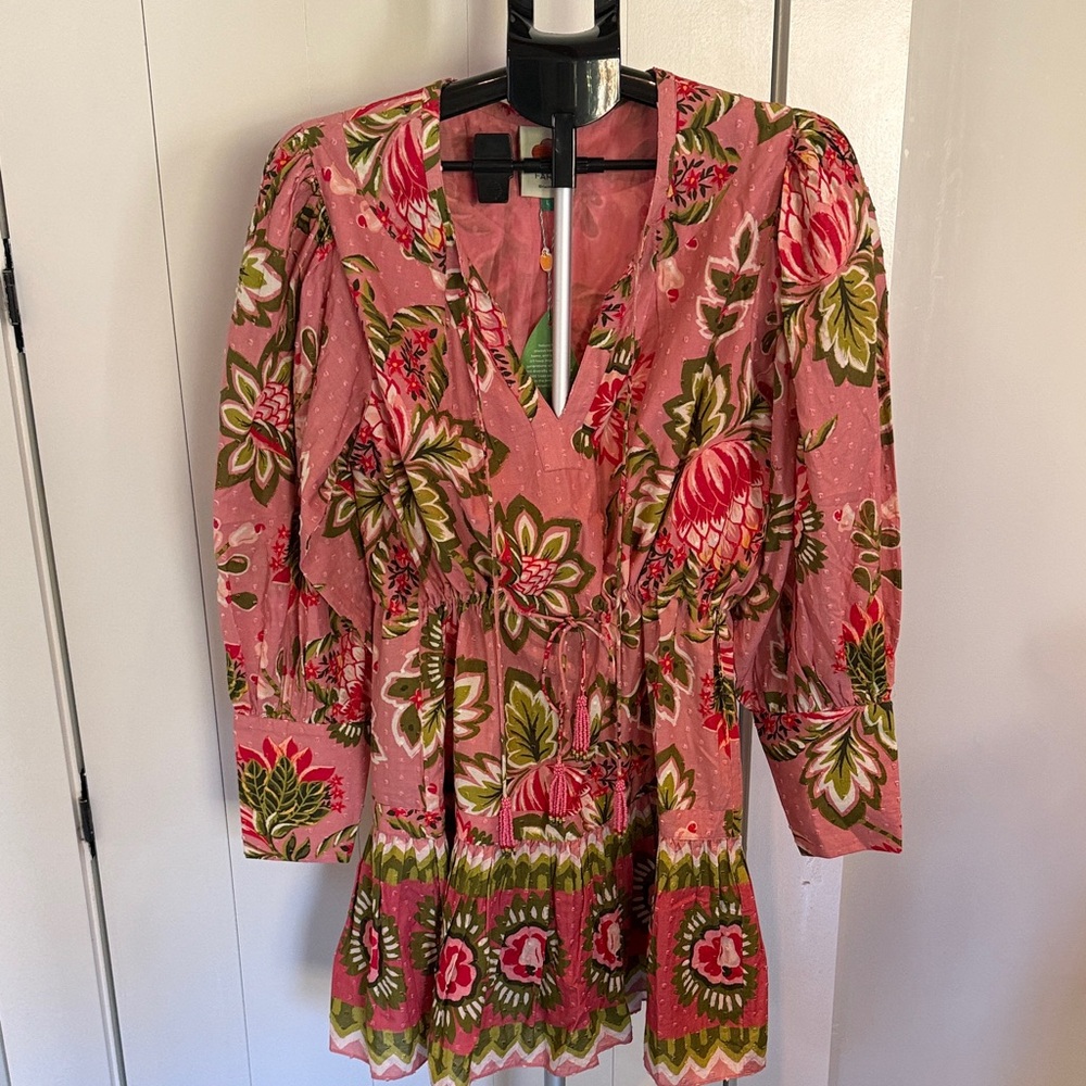 Farm Rio Floral Pink and Green Dress Size L